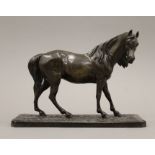 After MENE, a patinated bronze model of a horse. 24 cm long.