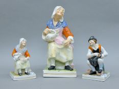 Three 19th century Staffordshire figures. The largest 30 cm high.