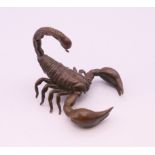 A bronze model of a scorpion. 5 cm long.