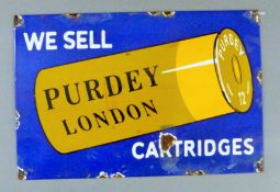 An enamel Purdy sign. 30 cm wide.