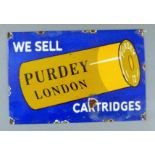 An enamel Purdy sign. 30 cm wide.