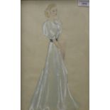 A 1940s fashion drawing, framed and glazed. 22.5 x 35 cm.