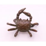 A bronze model of a crab. 5.5 cm long.