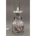 A 19th century Chinese porcelain vase (converted to a lamp). 46 cm high.