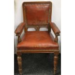 A Victorian leather upholstered desk chair. 56 cm wide.