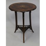 A Victorian inlaid rosewood occasional table. Approximately 50 cm diameter.