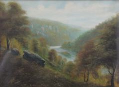 GEORGE WILLIS-PRYCE (1866-1949) English, River Valley, oil on canvas, framed and glazed. 28.