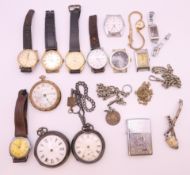 A quantity of various wristwatches and pocket watches, including Sekonda, Ingersoll, Rotary, Timex,