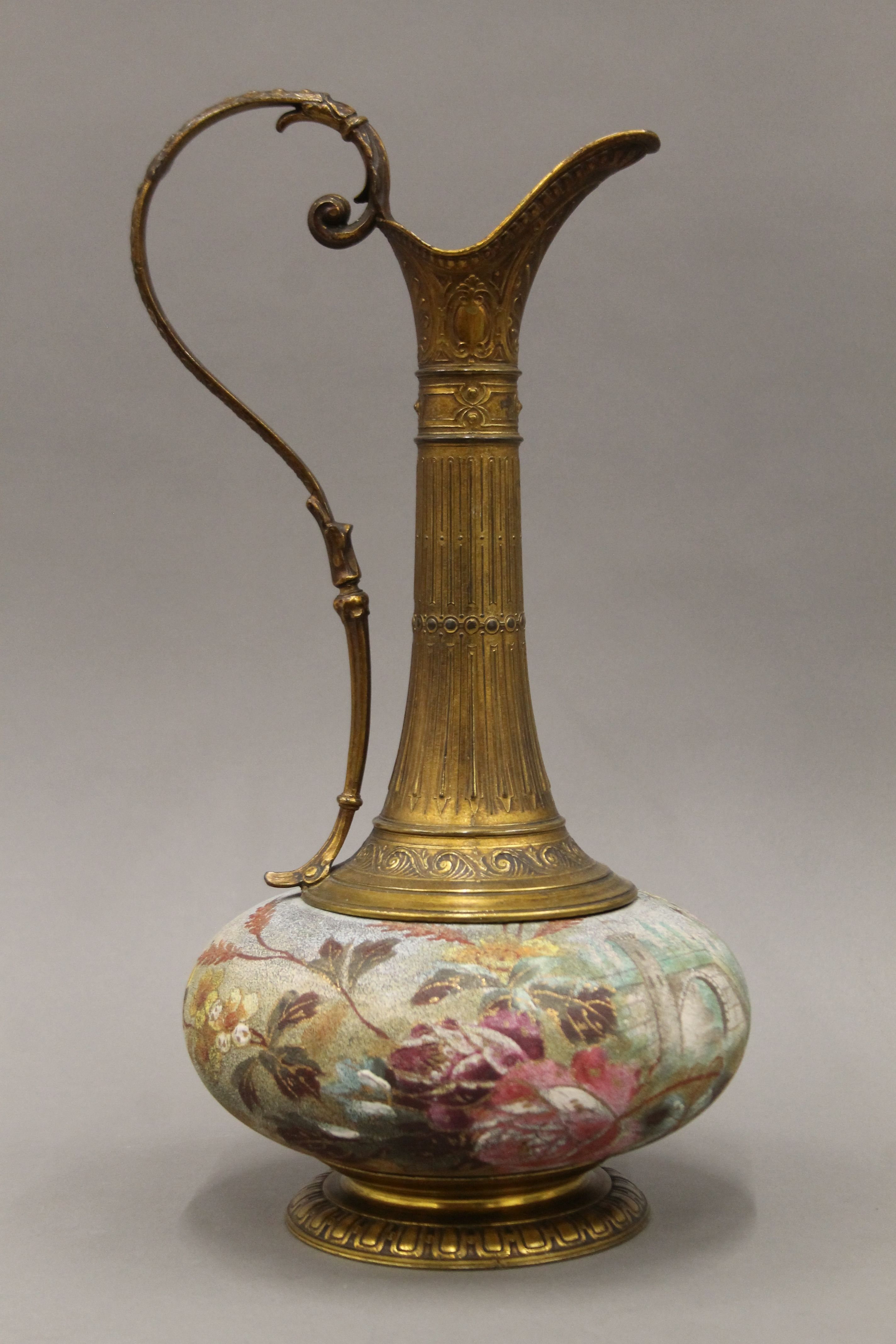 A pair of gilt metal mounted porcelain ewers. 40 cm high. - Image 3 of 4