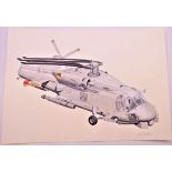 JOHN BATCHELOR MBE (born 1936) British (AR), Black Hawk; Sea King; and Bellagusta Italian, Gouache,