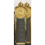A pair of large gilt mirrors. 52 cm wide x 178 cm high.