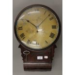 A 19th century mahogany drop dial wall clock. 35 cm diameter.