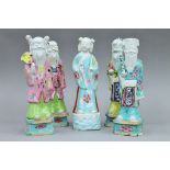 Five 19th century Chinese porcelain figures. The largest 22 cm high.