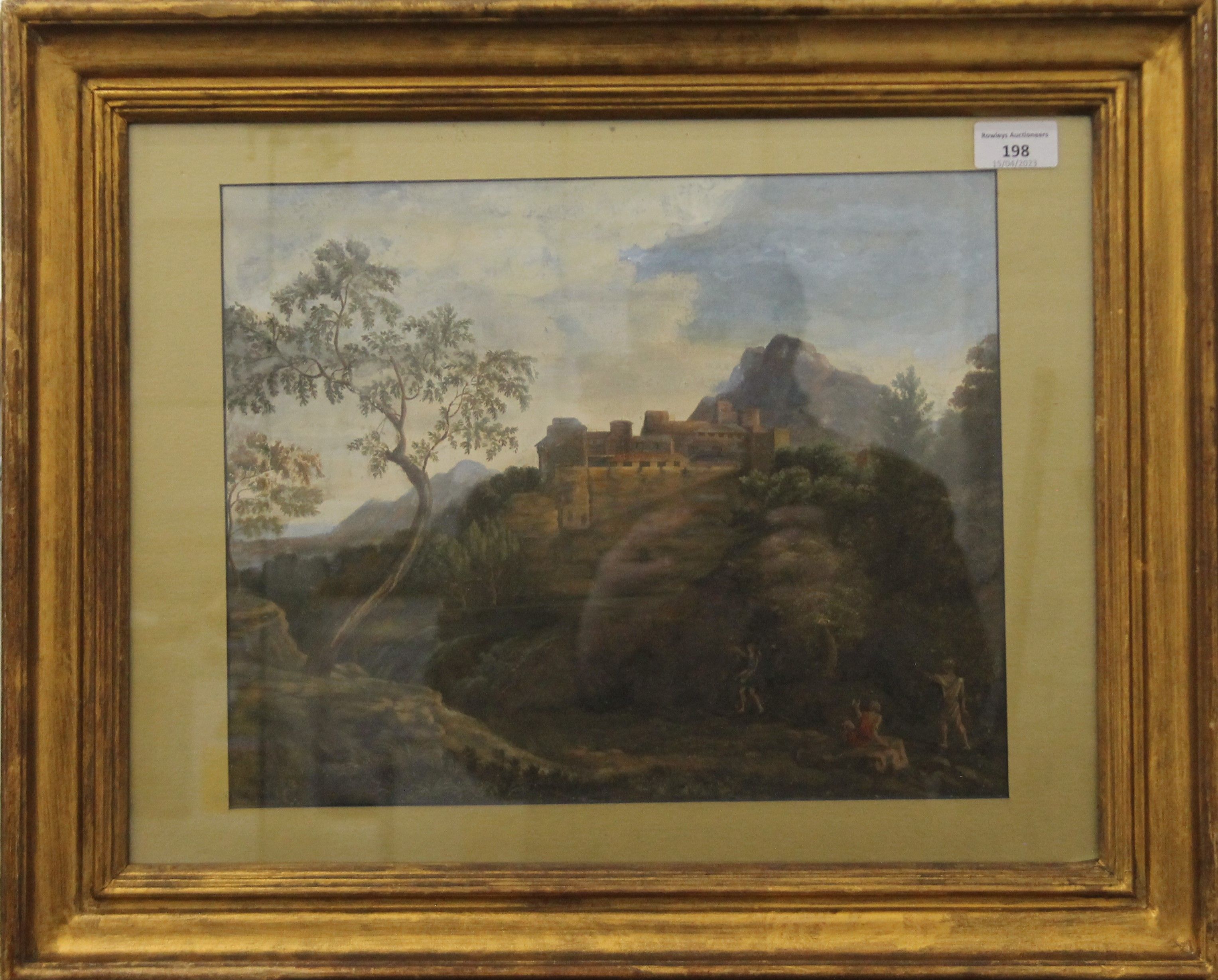 18TH CENTURY SCHOOL, Italianate Classical Landscape, oil on paper, framed and glazed. 35 x 29 cm. - Image 2 of 2