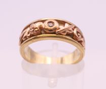 A 9 ct gold and diamond Clogau ring. Ring size J/K. 4.4 grammes total weight.