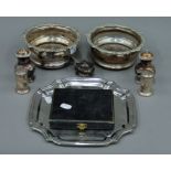 A quantity of silver plated wares, including cruets, bottle coasters, etc.