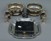 A quantity of silver plated wares, including cruets, bottle coasters, etc.
