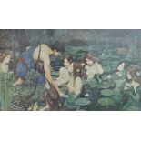 JOHN WILLIAM WATERHOUSE, Hylas and the Nymphs, print, framed and glazed. 27 x 16 cm.
