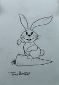 TONY HART, (1925-2009) Rabbit on a Carrot, original drawing,