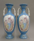 A pair of Sevres style porcelain vases. 44.5 cm high.