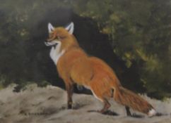 E ENGLAND, two small oil paintings of Foxes, each framed and glazed. 12 x 9.5 cm.