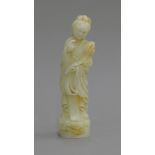 A Chinese white jade model of Guanyin. 19.5 cm high.