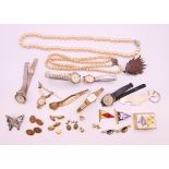 A quantity of various jewellery including, 9 ct gold cufflinks, watches (Timex, Rotary, Waltham,