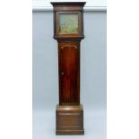 An 18th century oak longcase clock (movement lacking). 205 cm high.