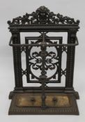 A Victorian cast iron stick stand. 90 cm high x 65 cm wide.