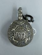 A Tibetan unmarked silver snuff bottle. 9.5 cm high.