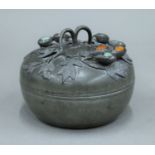 A 19th century Chinese circular pewter box,