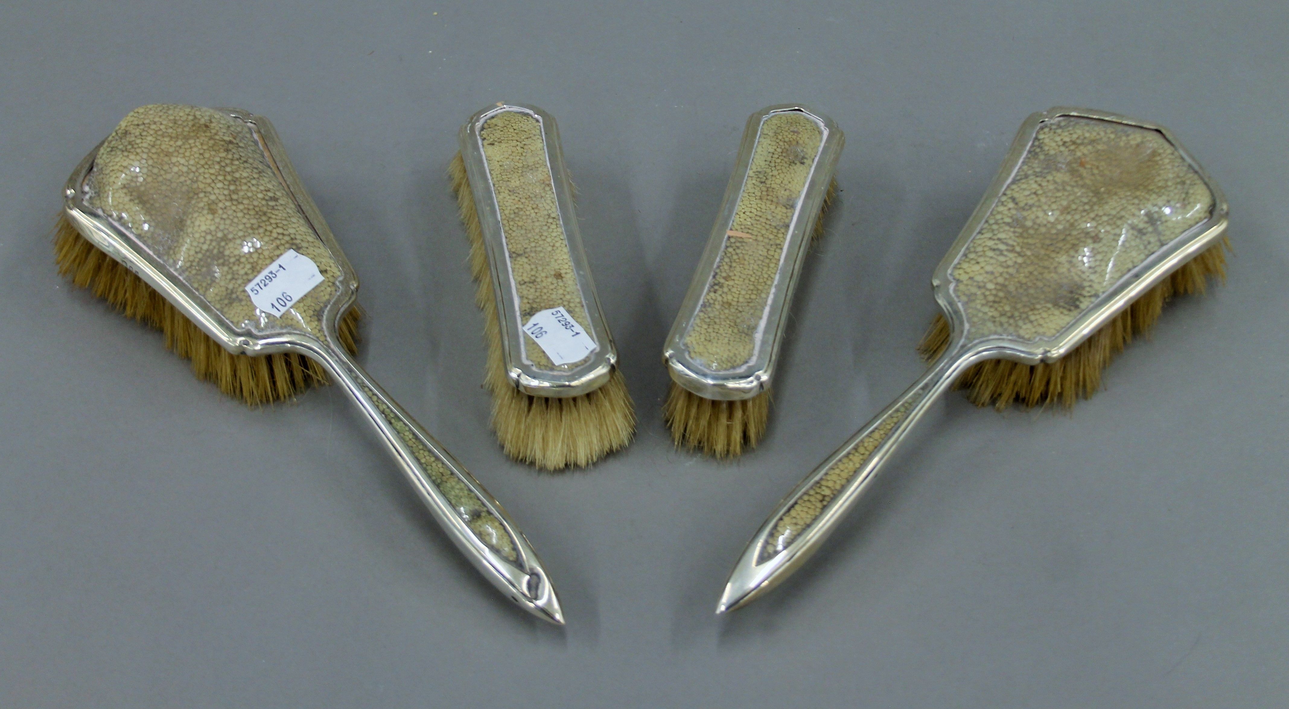 A silver and shagreen dressing table set. - Image 2 of 6