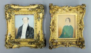 Two 19th century gilt framed miniature portraits. The largest 18.5 x 20.5 cm overall.