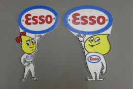 A pair of iron ESSO signs. The largest 29 cm high.