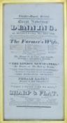 A Theatre Royal Bristol framed silk poster, dated 1820. 36 x 54.5 cm overall.