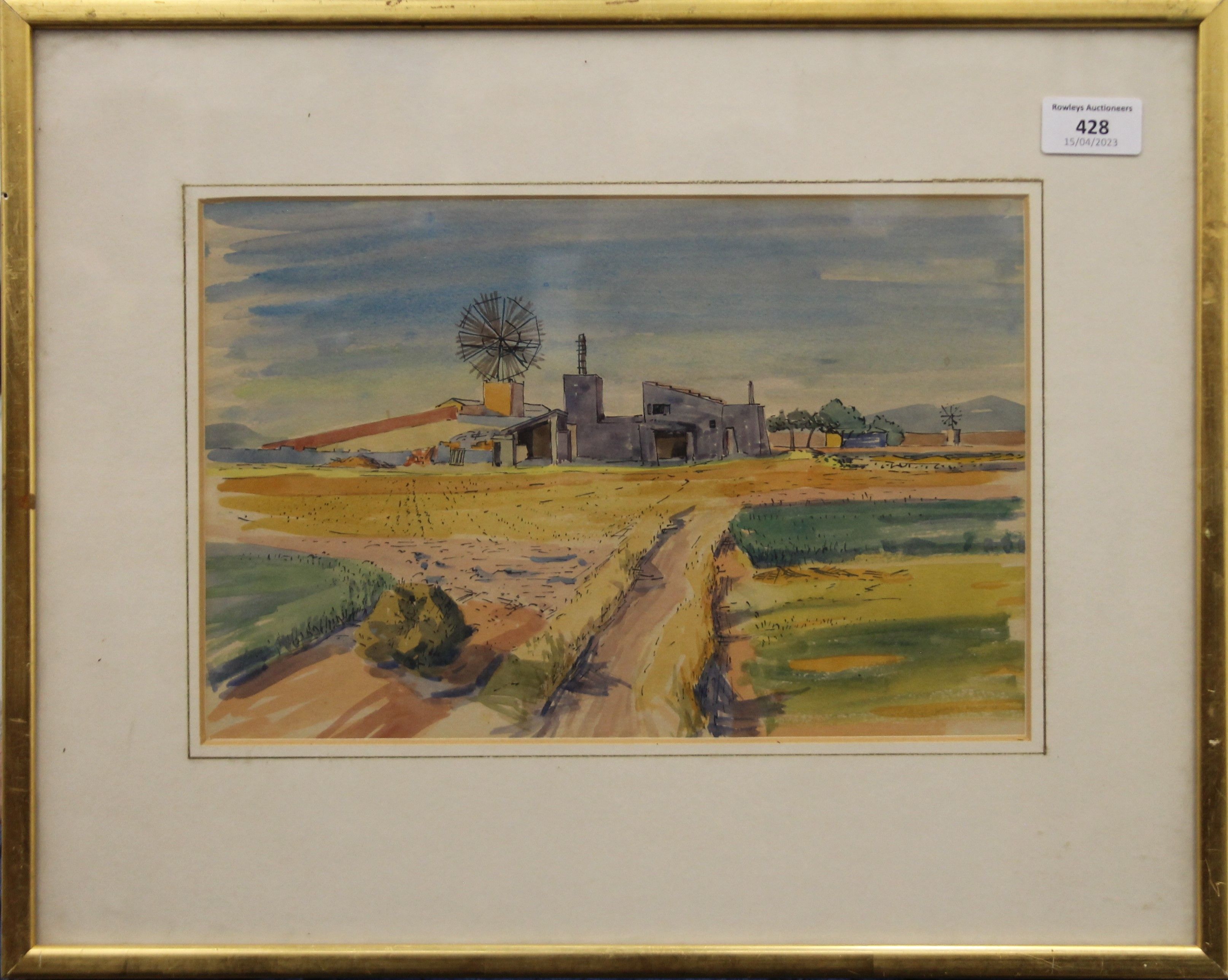 CONTINENTAL SCHOOL, Farm, watercolour, framed and glazed. 31.5 x 20.5 cm. - Image 2 of 2