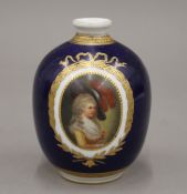 A Vienna porcelain vase painted with The Duchess of Devonshire. 11 cm high.