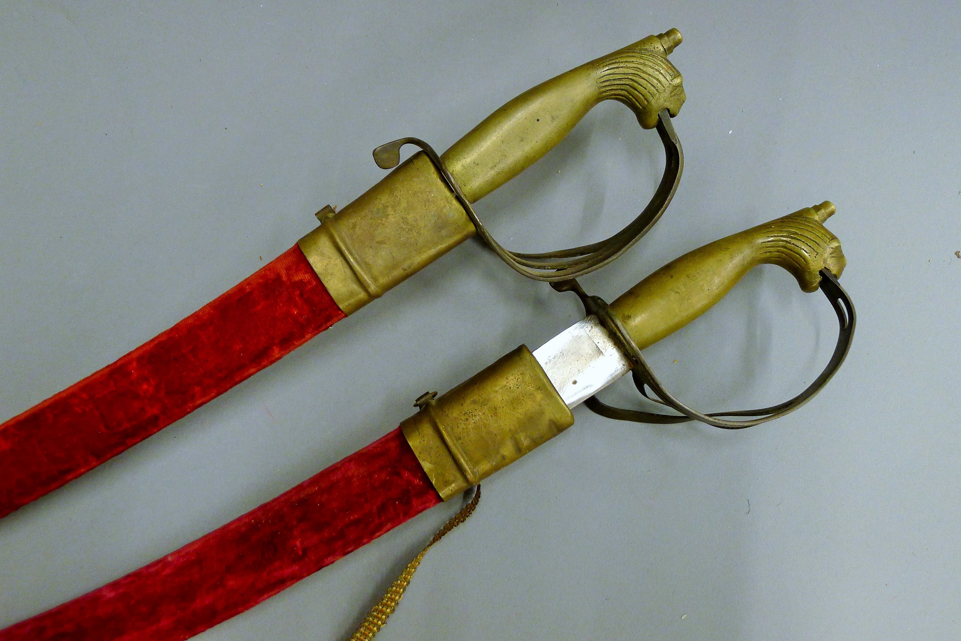 Two Indian ceremonial swords and scabbards. 89 cm long. - Image 2 of 3