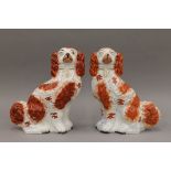 A pair of large Staffordshire porcelain dogs. 31 cm high.