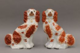 A pair of large Staffordshire porcelain dogs. 31 cm high.