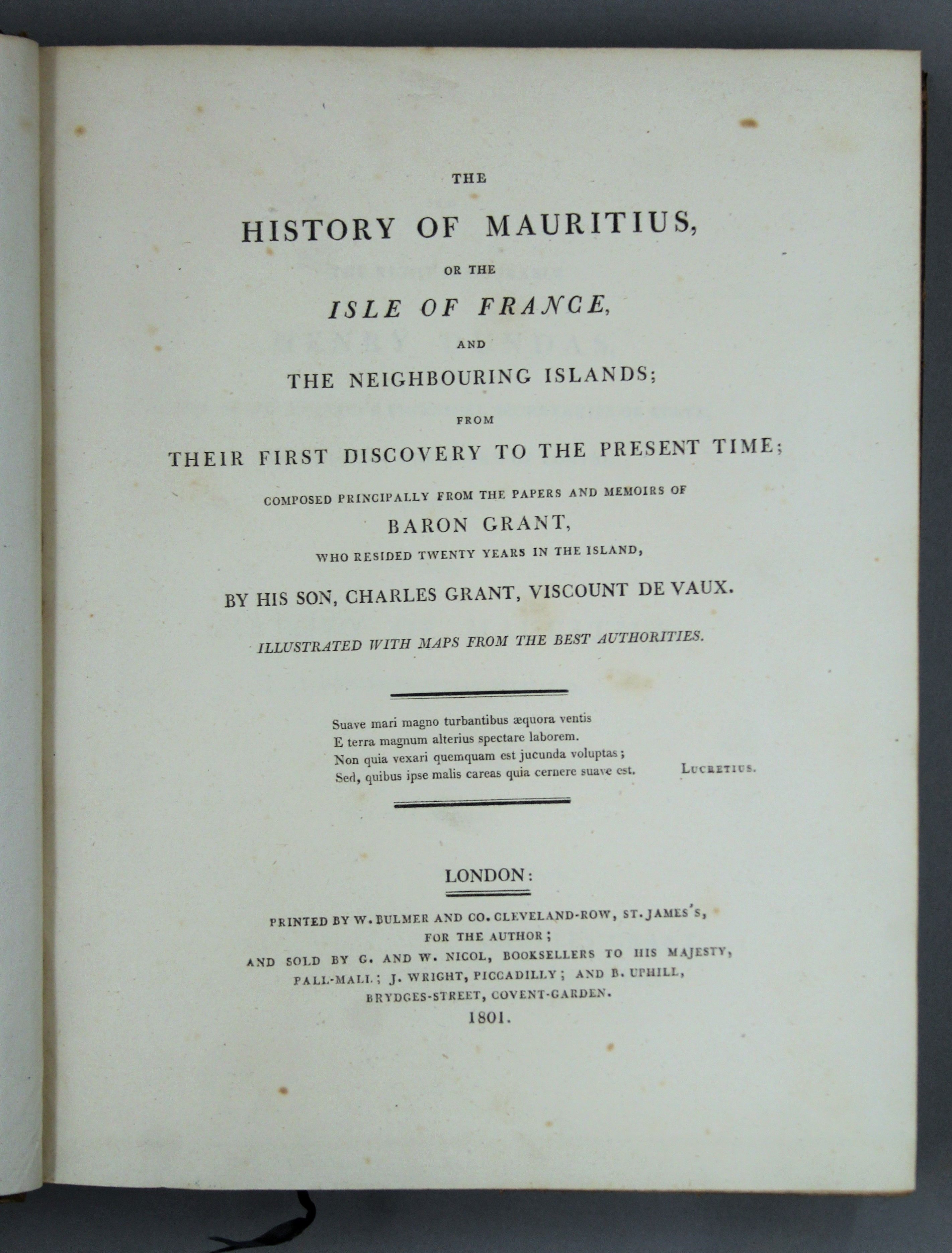 Grant (Charles), The History of Mauritius or the Isle of France and Neighbouring Islands, - Image 6 of 8