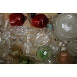 A box of miscellaneous glassware.