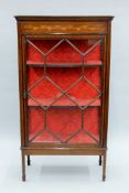 An Edwardian inlaid glazed display cabinet. 76 cm wide x 140 cm high.