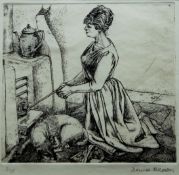 DENISE BROWN, Toasting Chestnuts, a limited edition etching numbered 3/75 and signed in the margin.