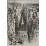 The Huntman's Leap, print, framed and glazed. 18 x 23 cm.