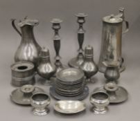 A quantity of various antique pewter.
