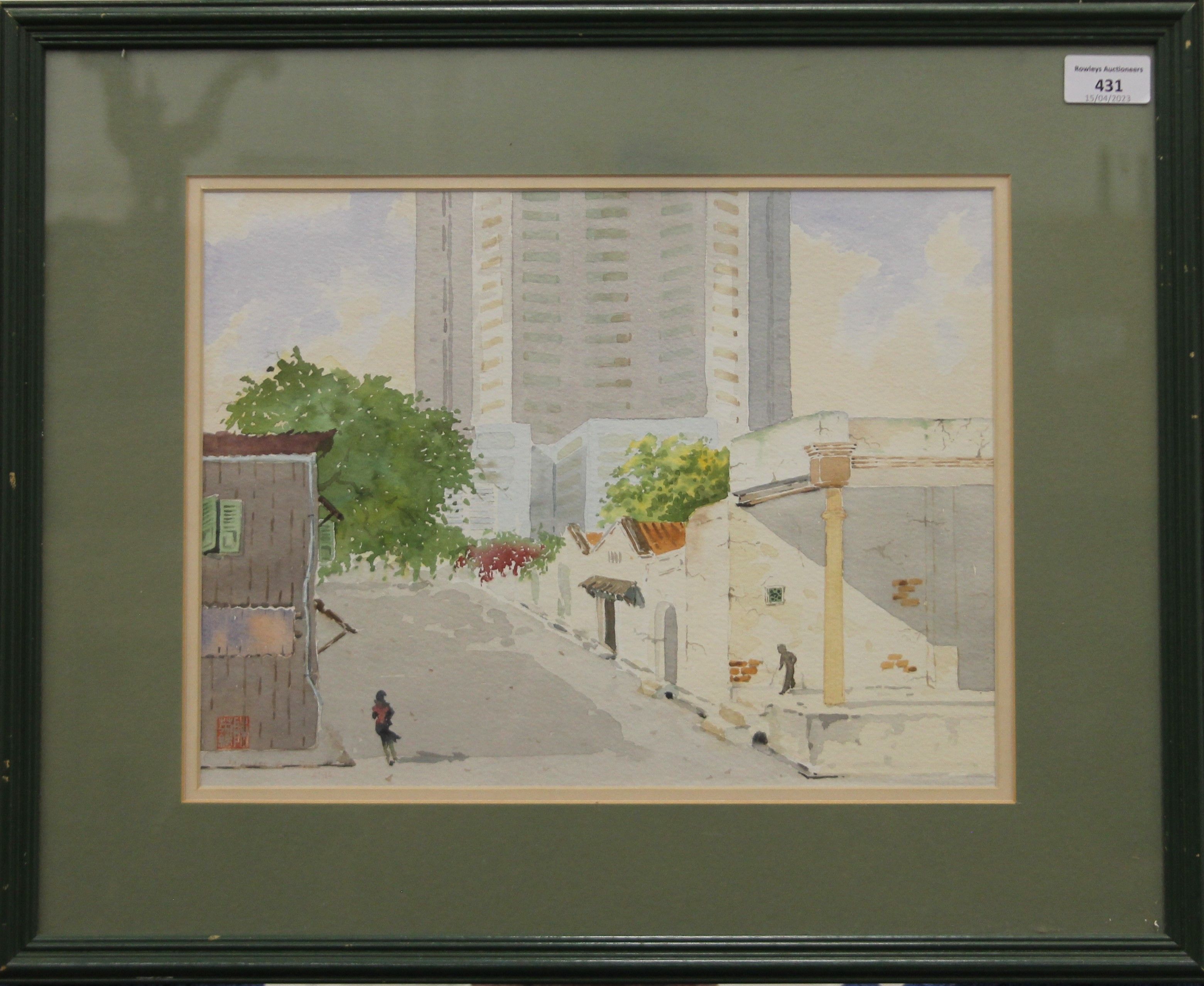 A Contemporary Japanese watercolour, framed and glazed. 35 x 26 cm. - Image 2 of 3