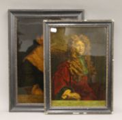 Two 18th century glass pictures,