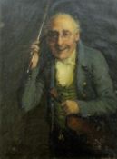 GEORGE FOX RBA 1816-1910, The Old Musician, oil on canvas, signed, framed and glazed. 21.5 x 29.