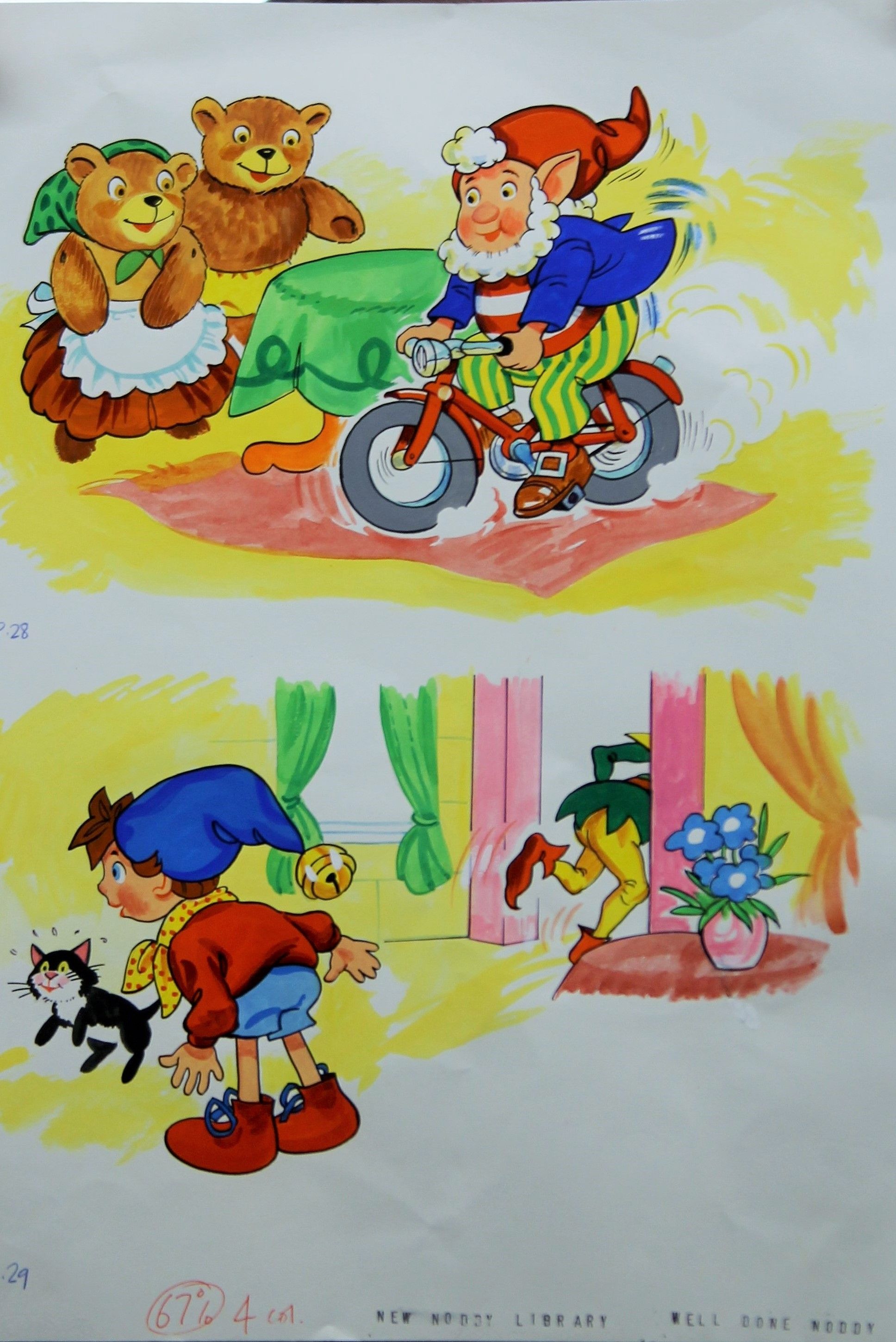 CHRIS COLE, two pages of original artwork for Noddy, acrylic on paper. Each page 27 x 37 cm. - Image 2 of 2